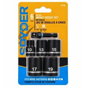 Spyder 6-Piece Metric Impact Socket Set 3/8" Drive Spline 19706 New
